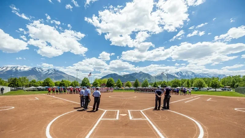 Teams are recognized before the 2A and 3A high school softball state championships held at the Spanish Fork Sports Park in Spanish Fork on Saturday, May 10, 2025.